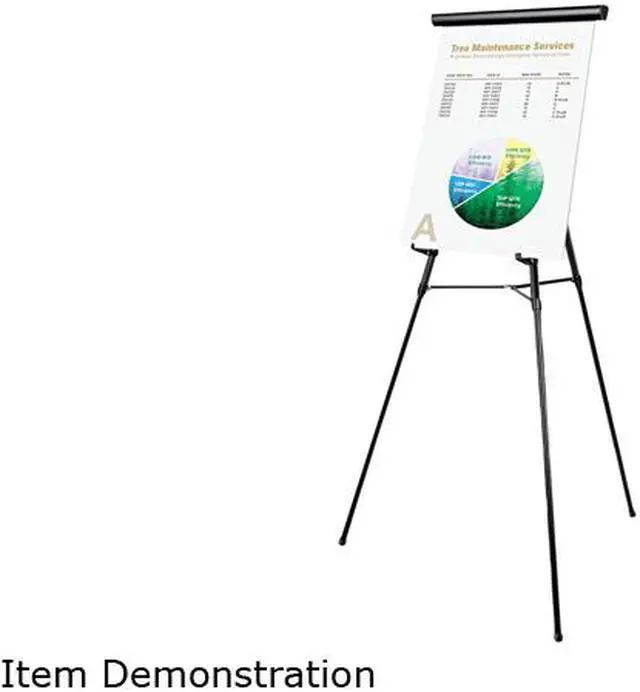 Main image of Universal UNV43150 3-Leg Telescoping Easel with Pad Retainer, Adjusts 34" to 64", Aluminum, Black