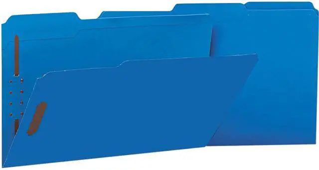 Main image of Universal UNV13525 Deluxe Reinforced Top Tab Folders with Two Fasteners, 1/3-Cut Tabs, Legal Size, Blue