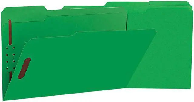 Main image of Universal UNV13526 Deluxe Reinforced Top Tab Folders with Two Fasteners, 1/3-Cut Tabs, Legal Size, Green