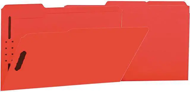 Main image of Universal UNV13527 Deluxe Reinforced Top Tab Folders with Two Fasteners, 1/3-Cut Tabs, Legal Size, Red