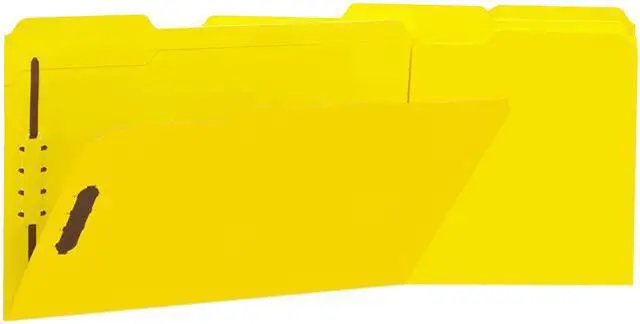 Main image of Universal UNV13528 Deluxe Reinforced Top Tab Folders with Two Fasteners, 1/3-Cut Tabs, Legal Size, Yellow