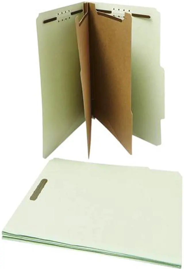 Main image of Universal UNV10273 Six--Section Pressboard Classification Folders, 2 Dividers, Letter Size, Gray-Green