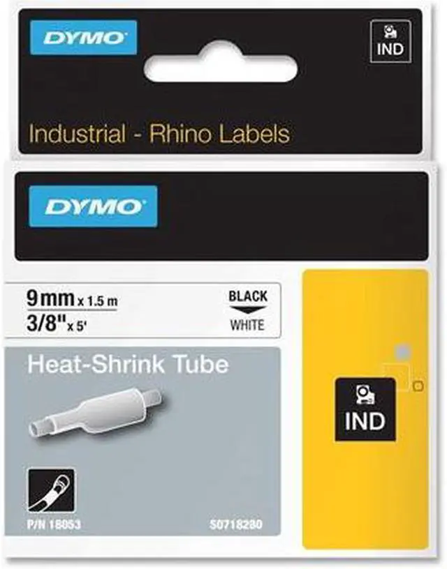 Main image of DYMO 18053, Rhino Heat Shrink Tubes Industrial Label Tape Cassette, 3/8" x 5 ft., White