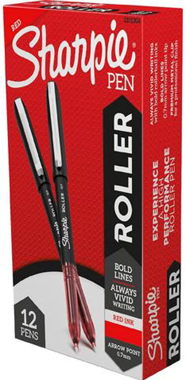 Main image of Sanford 2101304 Roller Ball Stick Pen, Medium 0.7 mm, Red Ink/Barrel