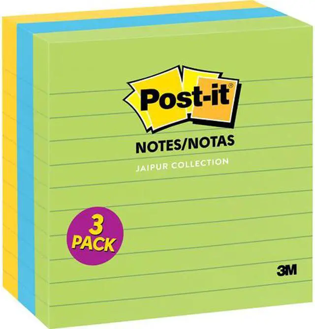 Main image of Post-it 6753AUL Original Pads in Jaipur Colors, 4 x 4, Lined, 200-Sheet, 3/Pack