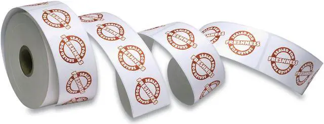 Main image of Iconex ICX90232497 Tamper Seal Label, 1.88 x 6, Red/White, 500/Roll, 4 Rolls/Carton