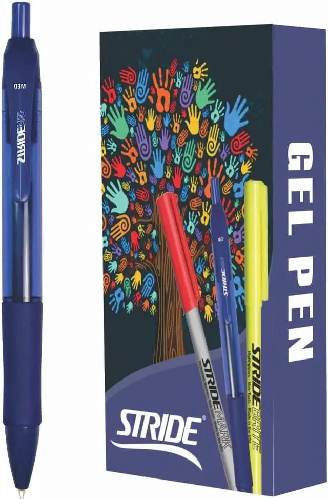 Alt view image 2 of 3 - Stride 52002 StrideRio Gel Pen, Retractable, Medium 0.7 mm, Blue Ink, Translucent Blue Barrel, 12/Box