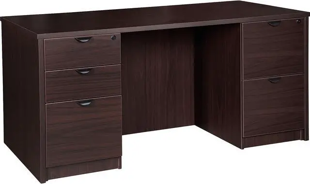 Main image of Lorell PD3066DPES Prominence 2.0 Espresso Laminate Double-Pedestal Desk - 5-Drawer