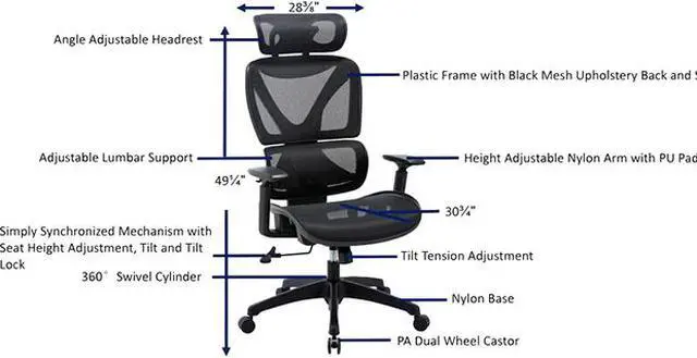 Alt view image 11 of 11 - Lorell 84396 High-Back Mesh Chair