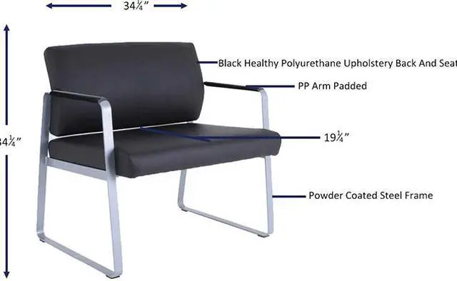 Alt view image 6 of 8 - Lorell 66997 Healthcare Seating Bariatric Guest Chair