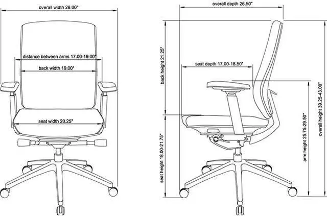 Alt view image 2 of 2 - Lorell 42172 Mid-Back Chairs With Adjustable Arms