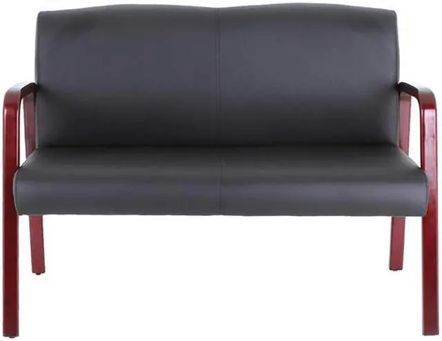 Alt view image 2 of 5 - Lorell 40211 Wood & Leather Love Seat