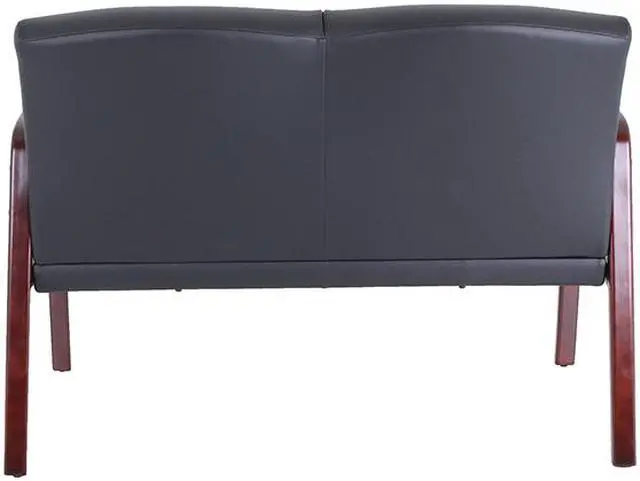 Alt view image 5 of 5 - Lorell 40211 Wood & Leather Love Seat
