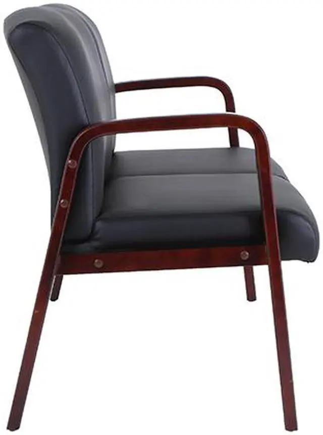Alt view image 4 of 5 - Lorell 40211 Wood & Leather Love Seat