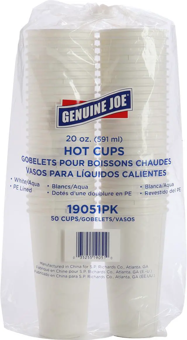 Main image of Genuine Joe 19051CT Disposable Hot Cups, 20 fl oz, White - 1 Carton (1000 Cups)