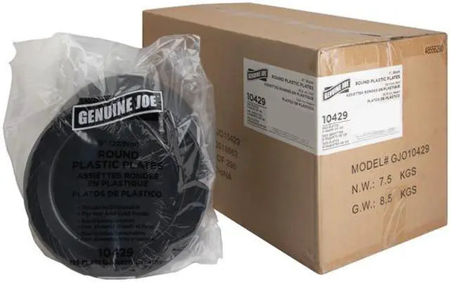 Alt view image 2 of 2 - Genuine Joe 10429CT Round Plastic Black Plates