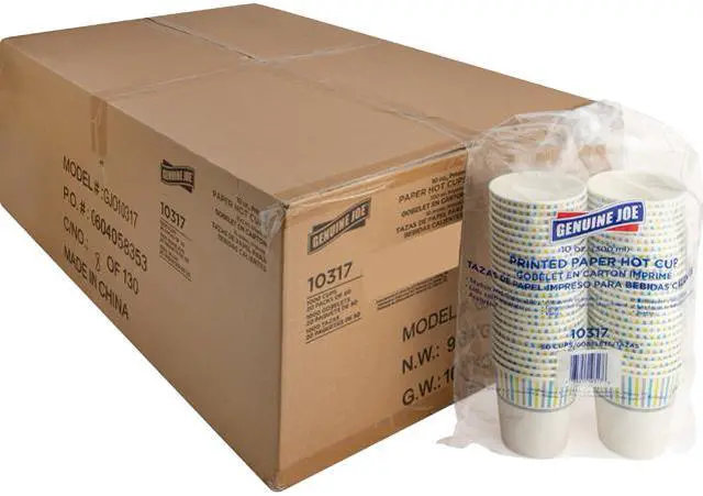 Main image of Genuine Joe 10317CT Hot Cup, 10 fl oz. - 1000 / Carton - Assorted - Paper - Hot Chocolate, Cappuccino, Tea, Coffee, Beverage