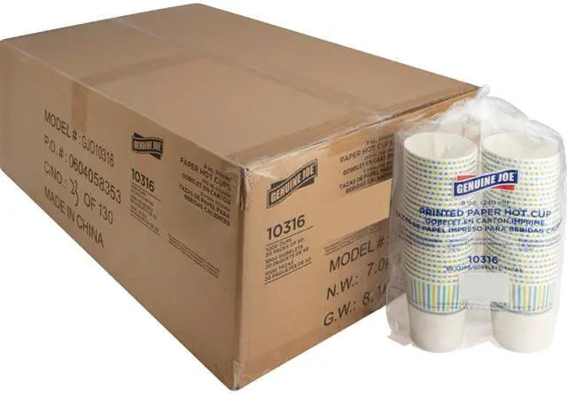 Main image of Genuine Joe 10316CT Hot Cup, 8 fl oz. - 1000 / Carton - Assorted - Paper - Hot Chocolate, Cappuccino, Tea, Coffee, Beverage