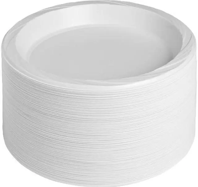 Main image of Genuine Joe 10323CT 10.25" Large Plastic Plates, 125 / Pack - 10.25" Diameter Plate - Plastic - Disposable - Warm White - 500 Piece(s) / Carton