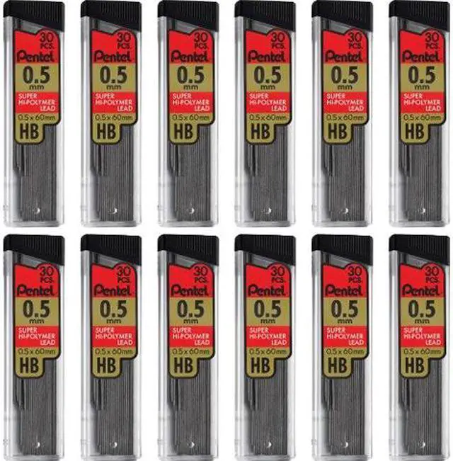 Main image of Pentel C25HBBX Super Hi-Polymer Leads, 0.5mm, HB, Black, 360/Pack