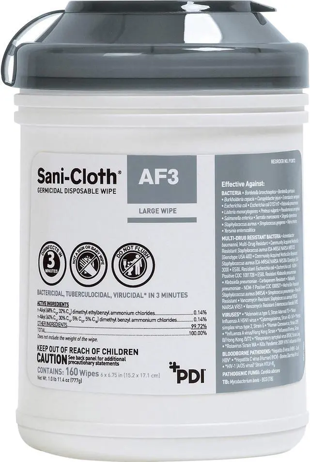 Main image of Sani Professional PSAF077372CT Nice-Pak Sani-Cloth AF3 Germicidal Wipes 160 / Can - 12 / Carton - White