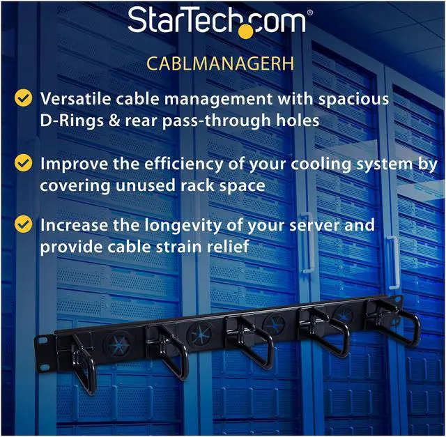 Alt view image 3 of 4 - StarTech.com 1U Server Rack Cable Management Panel - Cable Manager