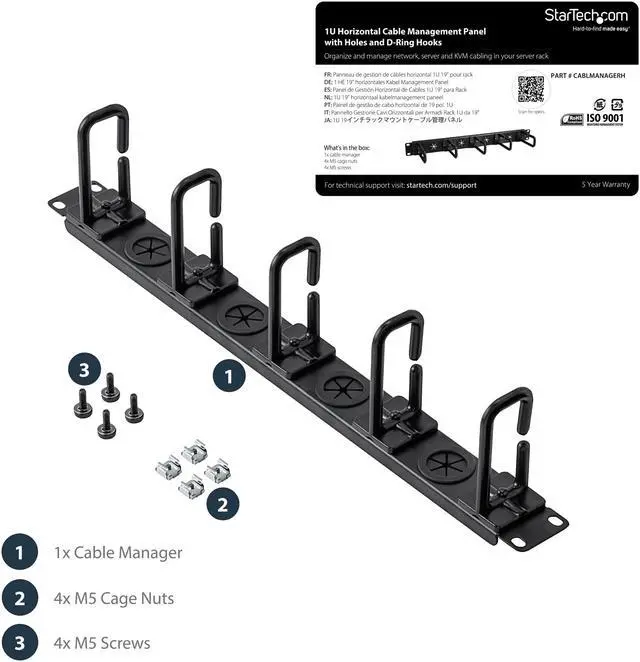 Alt view image 2 of 4 - StarTech.com 1U Server Rack Cable Management Panel - Cable Manager