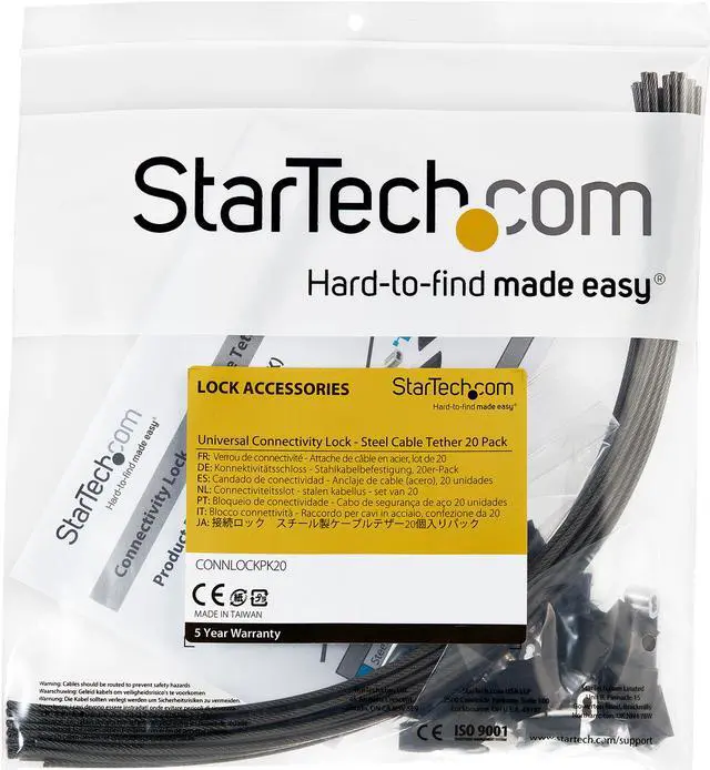 Alt view image 7 of 7 - StarTech.com CONNLOCKPK20 Security Tether Cables - Steel - Adjustable - 20 Pack Universal Cable and Adapter Tethers - Heat Shrink Covers (CONNLOCKPK20)