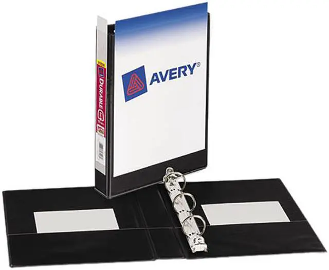 Main image of Avery 17167 Durable Vinyl EZ-Turn Ring View Binder, 8-1/2 x 5-1/2, 1" Cap, Black