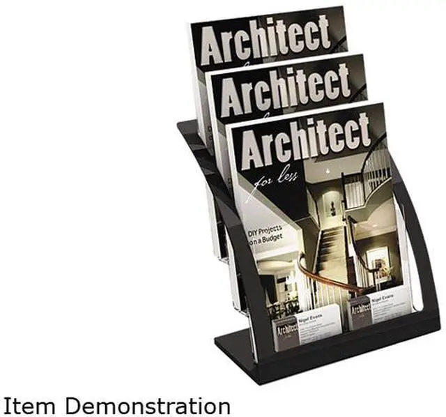 Main image of deflect-o 693704 Three-Tier Magazine Holder, 11-1/4w x 6-15/16d x 13-5/16h, Black
