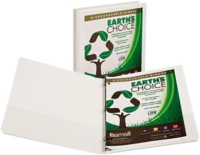Main image of Samsill 18917 Earth's Choice Biodegradable Round Ring View Binder, 1/2" Capacity, White