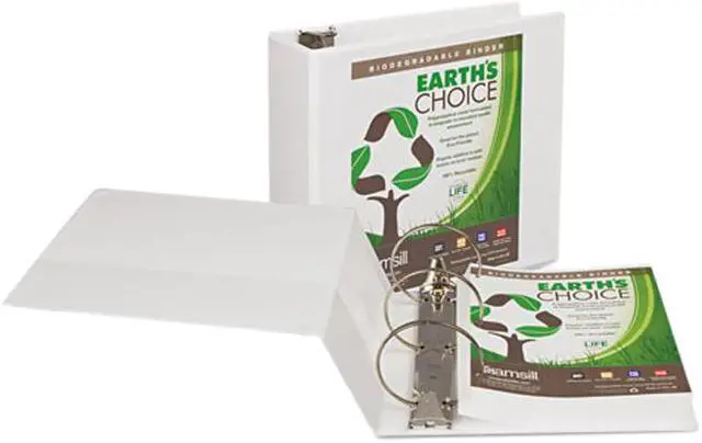 Main image of Samsill 18907 Earth's Choice Biodegradable Round Ring View Binder, 5" Capacity, White
