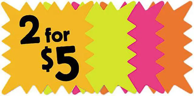 Main image of COSCO 090244 Die Cut Paper Signs, 5 1/4 x 5 1/4, Square, Assorted Colors, Pack of 48 Each