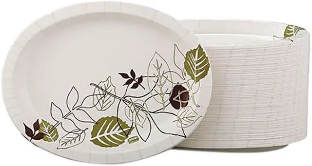 Main image of Dixie SX11PLPATH Ultra Pathways Heavyweight Oval Platters, 8 1/2 x 11, Green/Burgundy, 500/Carton