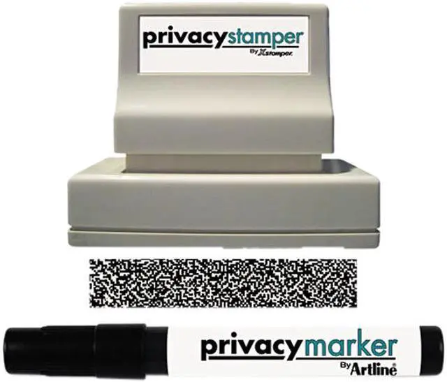 Main image of Xstamper 35302 Secure Stamp S10 with Marker, 1/2 Inch x 1 5/8, Black