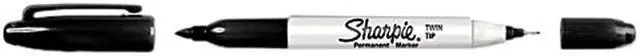 Main image of Sharpie 32201 Twin-Tip Permanent Marker, Fine/Ultra Fine, Black