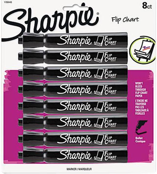 Sharpie 1760445 Flip Chart Marker, Bullet Tip, Black, 8 per Card 