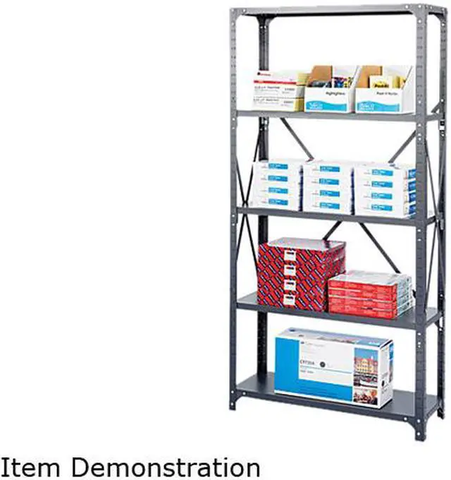 Main image of Safco 6266 Commercial Steel Shelving Unit, 5 Shelves, 75.00" H x 36.00" W x 18.00" D, Dark Gray