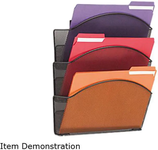 Main image of Safco 5652BL Onyx Steel Triple Wall Pocket, Letter, Black, 12 x 3 1/4 x 17 1/4