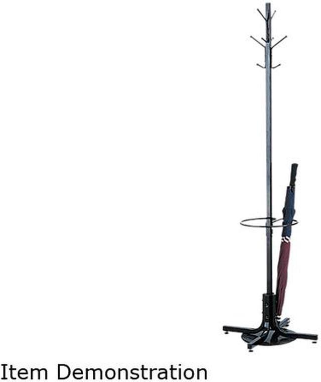 Safco Umbrella Stand Coat Rack - 4 Hooks - 40 lb (18.14 kg) Capacity - for Multipurpose - Steel - Black - 1 Each