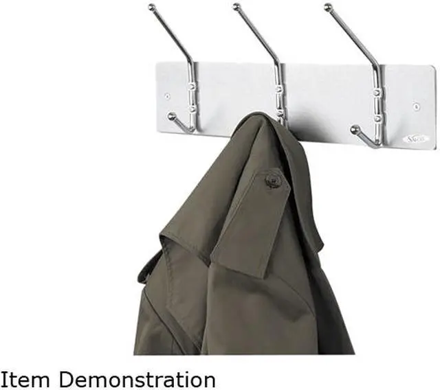 Main image of Safco 4161 Wall Rack, Three Ball-Tipped Double-Hooks, Metal, Satin Aluminum
