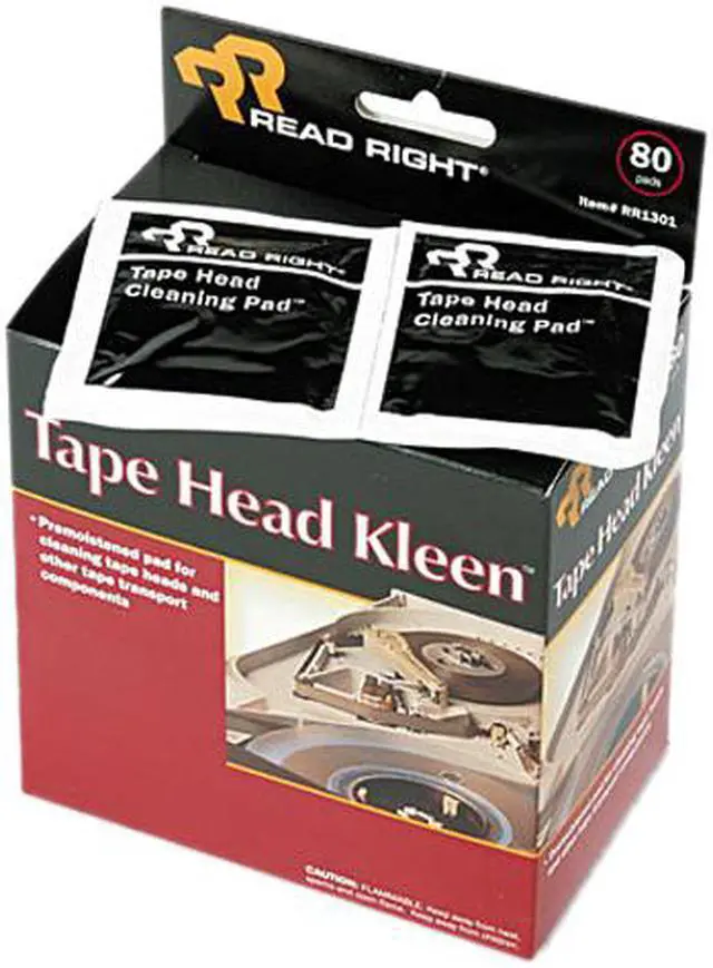 Main image of Read Right RR1301 Tape Head Kleen Pad, Individually Sealed Pads, 5 x 5, 80/Box