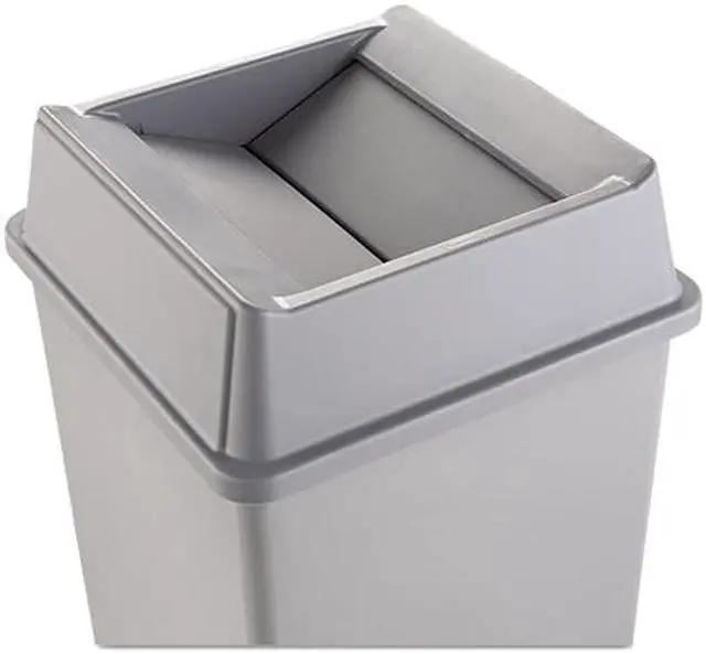 Main image of Rubbermaid Commercial 2664GRAY Swing Top Lid for Square Waste Container, Plastic, Gray