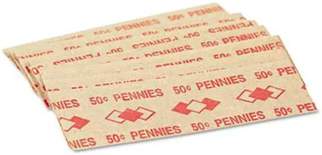 Main image of PM Company 53001 Tubular Coin Wrappers, Pennies, 50, Pop-Open Wrappers, 1000/Pack