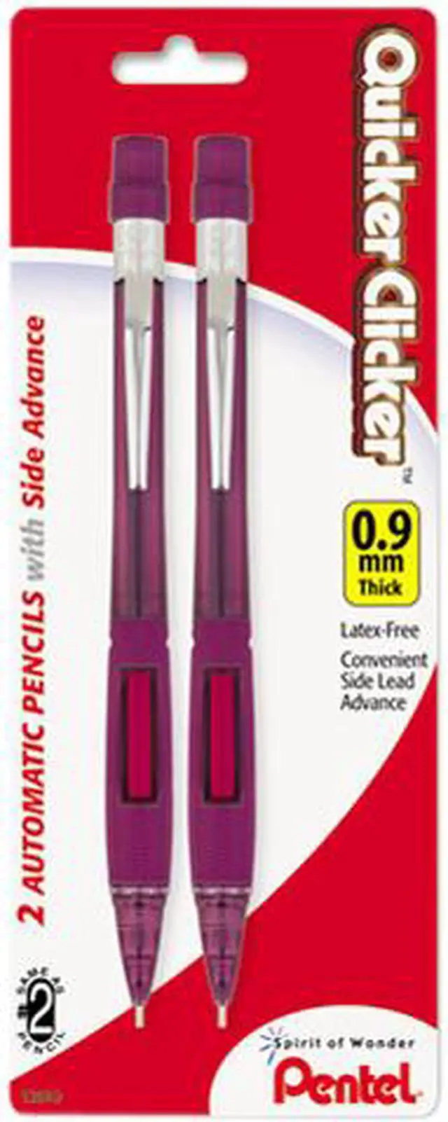 Main image of Pentel PD349BP2-K6 Quicker Clicker Mechanical Pencil, 0.90 mm, Burgundy Barrel, 2/Pk
