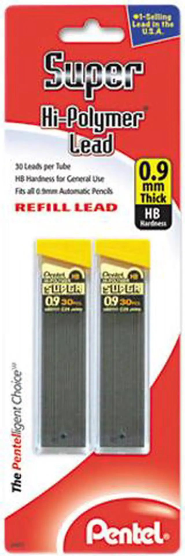 Main image of Pentel C29BPHB2 Super Hi-Polymer Lead Refills, 0.9mm, HB, Black, 2 Tubes of 30, 60/Pack