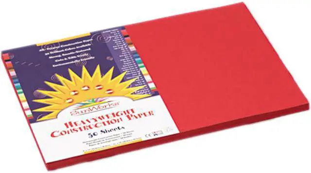 Main image of SunWorks P6107 Construction Paper, 58 lbs., 12 x 18, Red, 50 Sheets/Pack