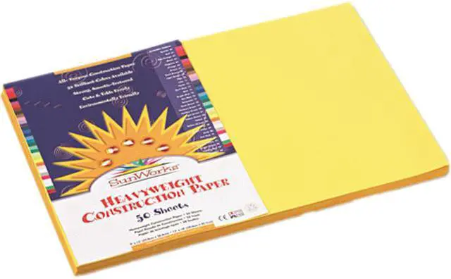 Main image of SunWorks 8407 Construction Paper, 58 lbs., 12 x 18, Yellow, 50 Sheets/Pack