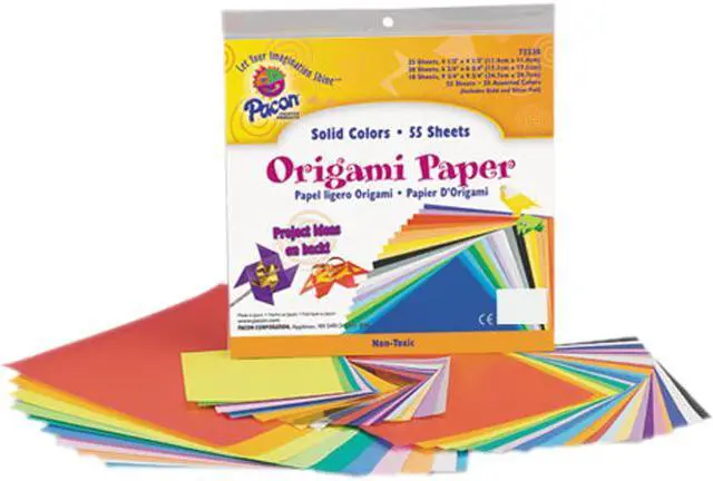Main image of Pacon 72230 Origami Paper, 30 lbs., 9-3/4 x 9-3/4, Assorted Bright Colors, 55 Sheets/Pack