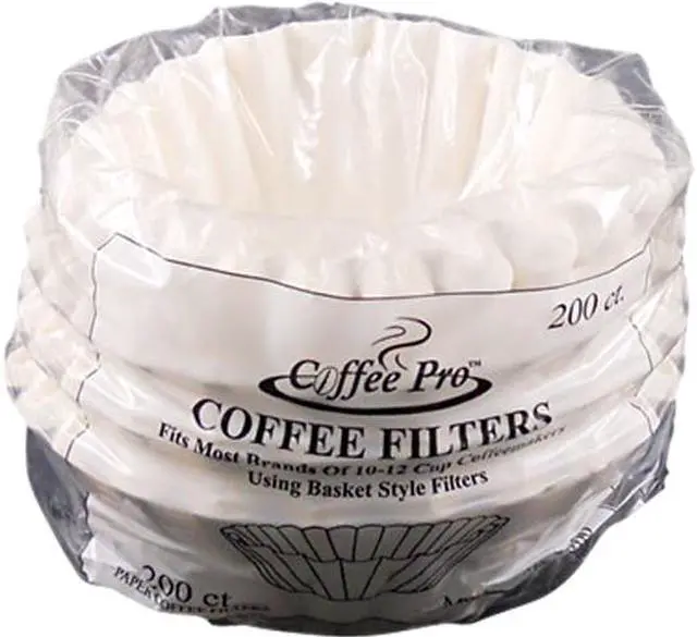 Main image of Coffee Pro CPF200 Basket Filters for Drip Coffeemakers, 10 to 12 Cups, White, 200 Filters/Pack